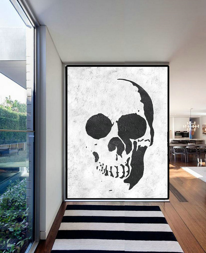Hand Painted Extra Large Abstract Painting,Black And White Minimal Painting On Canvas - Large Wall Art Canvas
